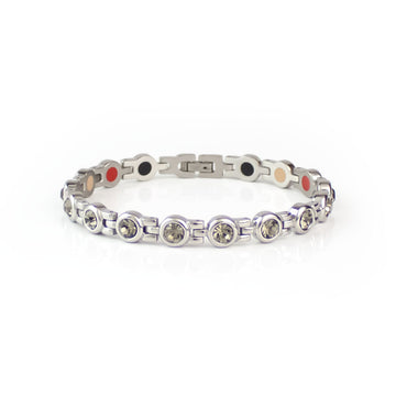 Valentina - Negative Ion Bracelet, Stainless Steel with Smoky Swarovski Crystals